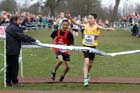 Markim Lonsdale (North East) beats Canaan Solomon in the Under-13 Boys race, McCain Inter Counties Cross Country, Cofton Park, Birmingham.